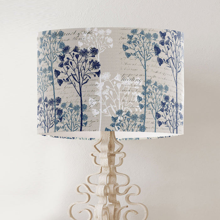 Floral Trees Midnight, Botanical Script Lamp shade, Drum, Pendant Lighting