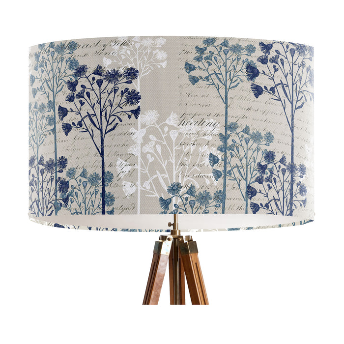 Floral Trees Midnight, Botanical Script Lamp shade, Drum, Pendant Lighting