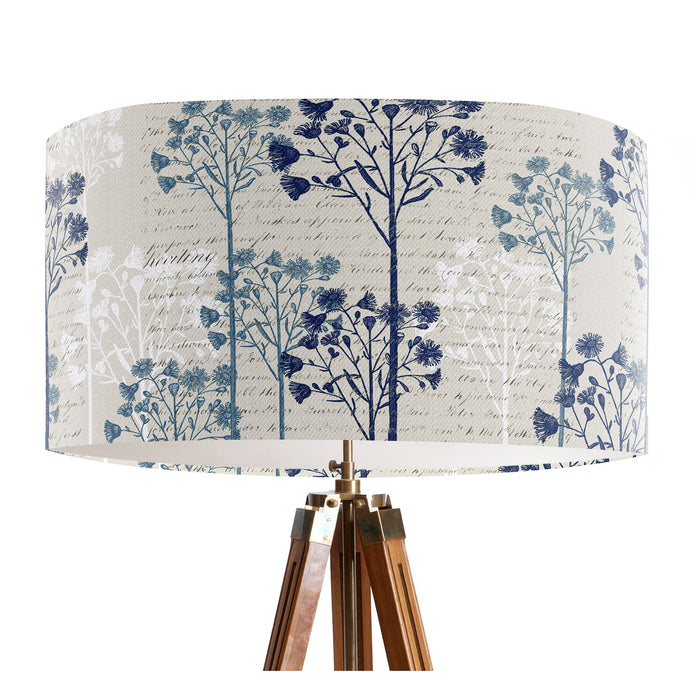 Floral Trees Midnight, Botanical Script Lamp shade, Drum, Pendant Lighting