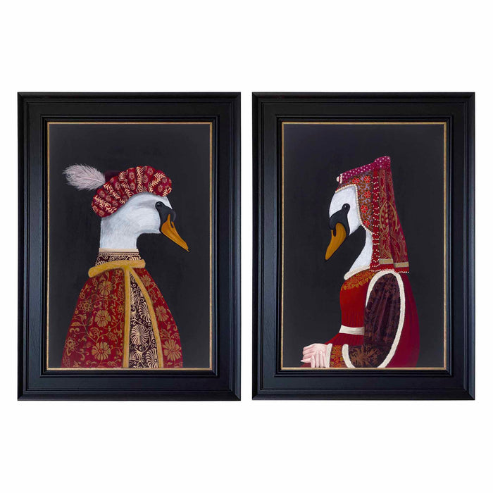 Medieval SubPlots, Swans | Original Acrylic Paintings on Canvas Framed | Kelly Stevens-McLaughlan