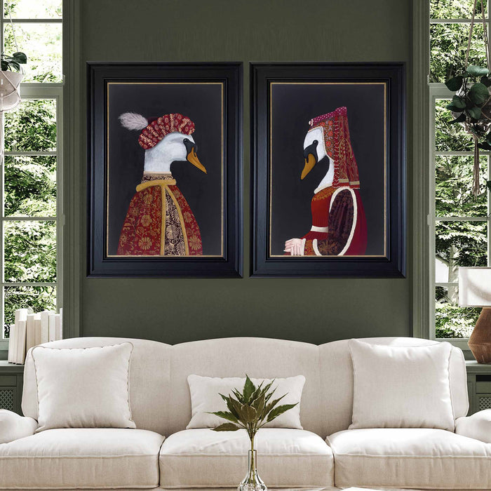 Medieval SubPlots, Swans | Original Acrylic Paintings on Canvas Framed | Kelly Stevens-McLaughlan