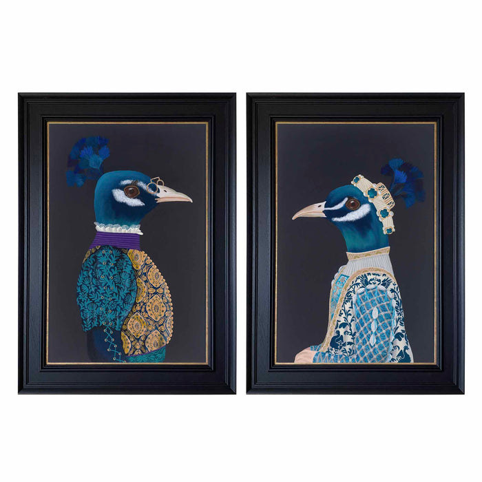 * Currently on Exhibit* Medieval SubPlots, Peacocks | Original Acrylic Paintings on Canvas Framed | Kelly Stevens-McLaughlan