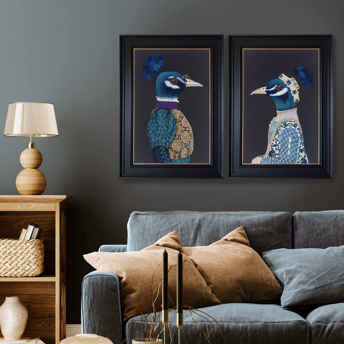 * Currently on Exhibit* Medieval SubPlots, Peacocks | Original Acrylic Paintings on Canvas Framed | Kelly Stevens-McLaughlan