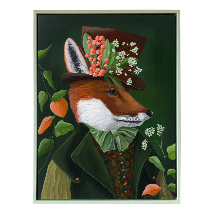 Botanist Fox 2 | Original Acrylic Painting on Canvas Framed | Kelly Stevens-McLaughlan