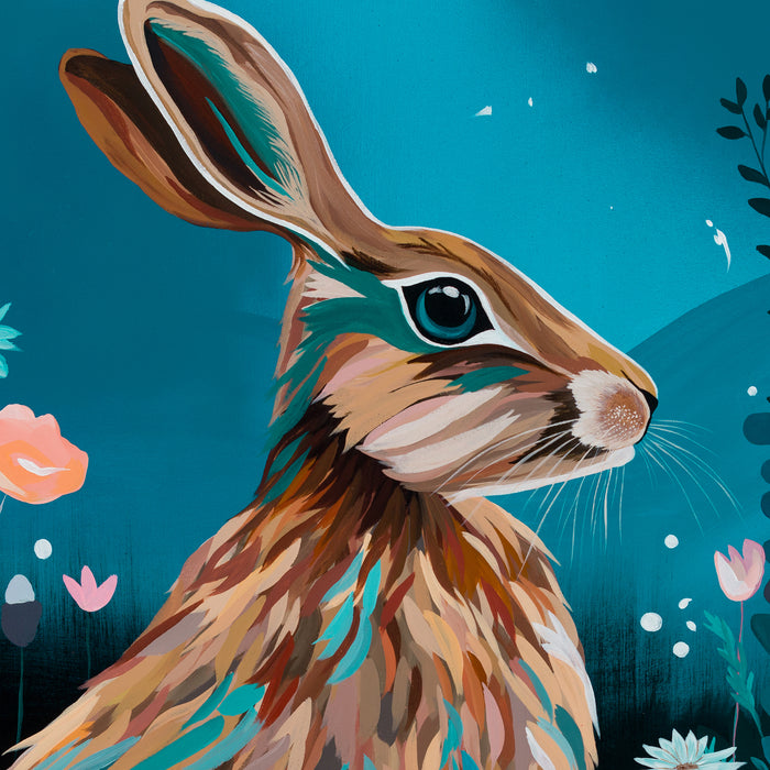 Lepus Lucidum | Original Acrylic Painting on Canvas Framed | Kelly Stevens-McLaughlan