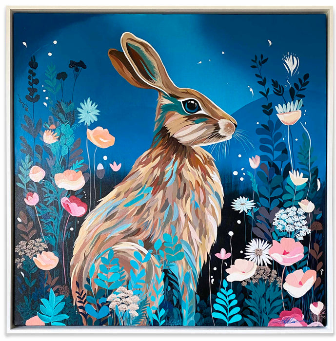 Lepus Lucidum | Original Acrylic Painting on Canvas Framed | Kelly Stevens-McLaughlan