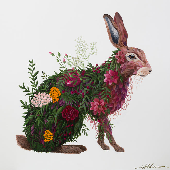 Hare Rosa | Original Acrylic Painting on Canvas Framed | Kelly Stevens-McLaughlan