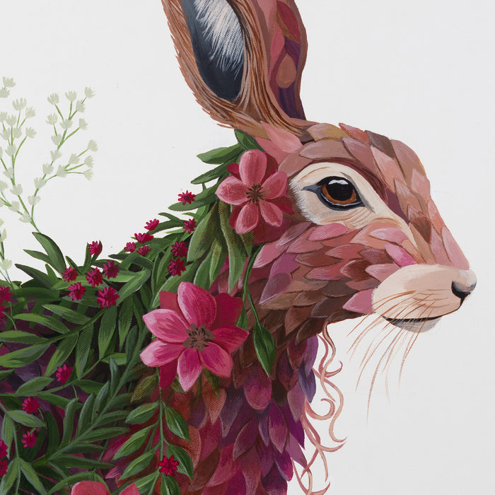 Hare Rosa | Original Acrylic Painting on Canvas Framed | Kelly Stevens-McLaughlan