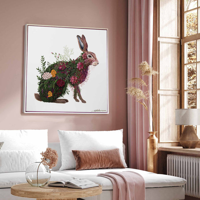 Hare Rosa | Original Acrylic Painting on Canvas Framed | Kelly Stevens-McLaughlan