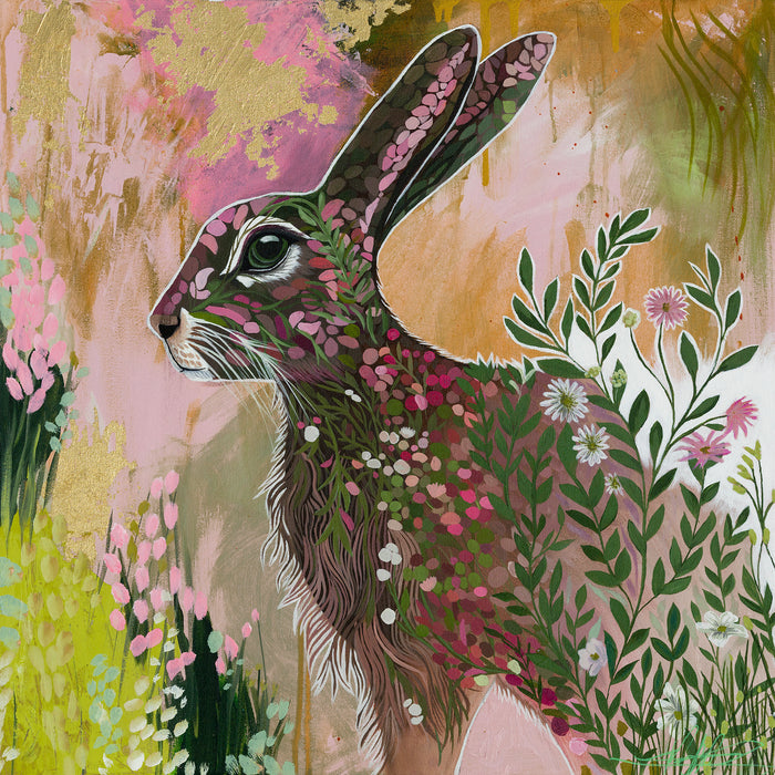 Chromatic Harvest Hare | Original Acrylic Painting on Canvas | Kelly Stevens-McLaughlan