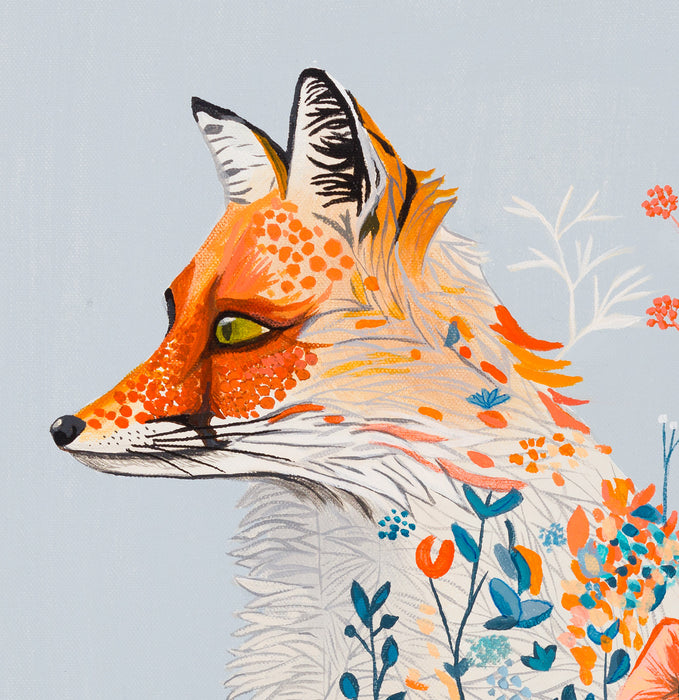 Fox in Bloom | Original Acrylic Painting on Canvas | Kelly Stevens-McLaughlan