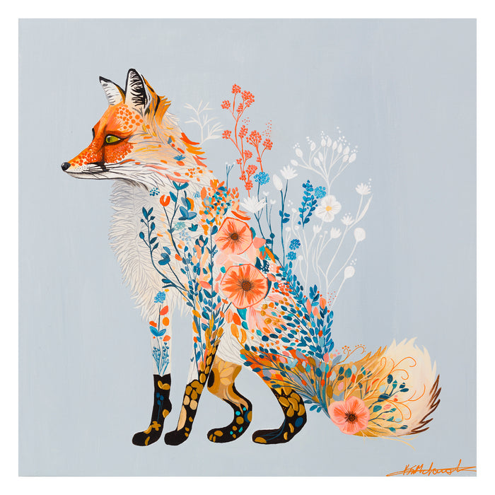 Fox in Bloom | Original Acrylic Painting on Canvas | Kelly Stevens-McLaughlan