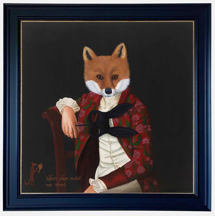 The Masked Fox in Red Jacket | Original Acrylic Painting on Canvas Framed | Kelly Stevens-McLaughlan