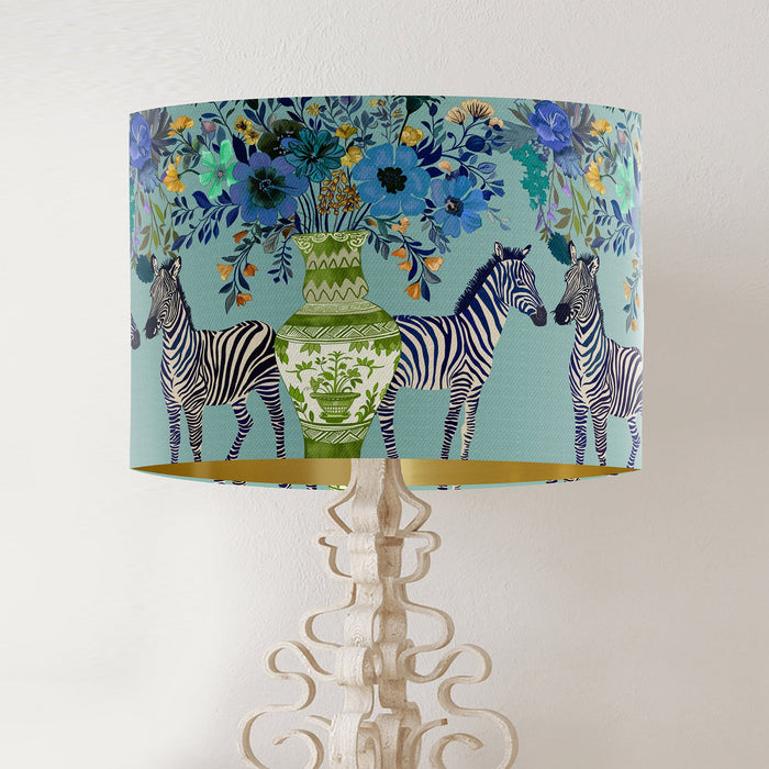 Zebra Twins on Aquamarine Chinoiserie Wholesale Lampshade