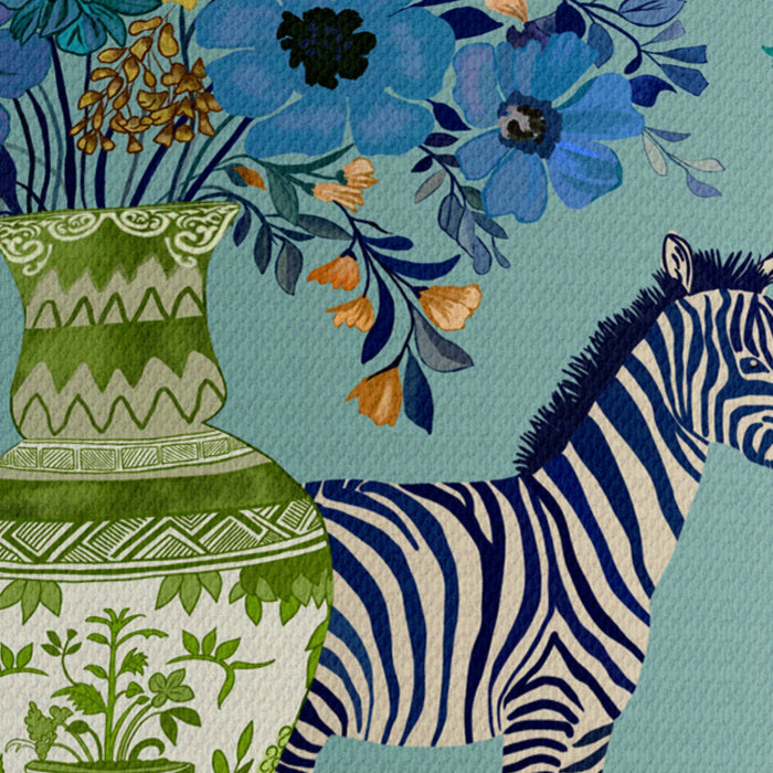 Zebra Twins on Aquamarine Chinoiserie Wholesale Lampshade