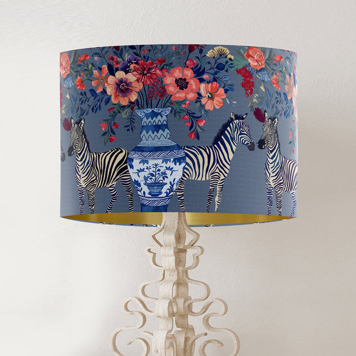 Zebra Twins on Blue Chinoiserie Wholesale Lampshade