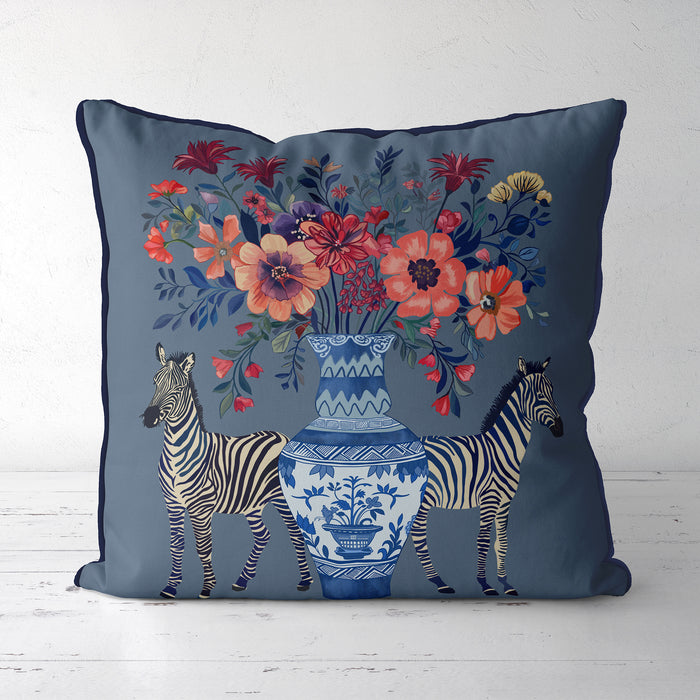 Chinoiserie Zebra Twins Cushion Pillow Choice of Luxury Velvet / Cotton / Outdoor