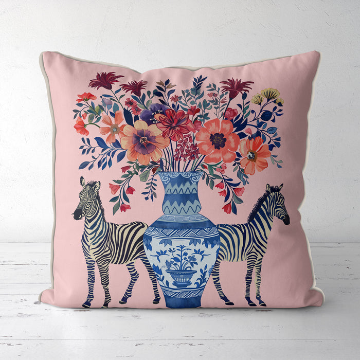 Chinoiserie Zebra Twins Cushion Pillow Choice of Luxury Velvet / Cotton / Outdoor