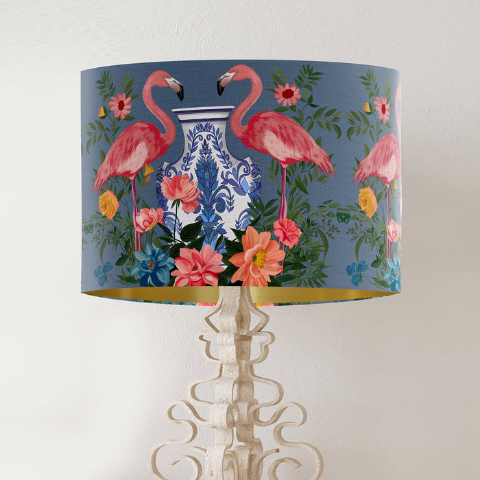 Flamingo Twins on Blue Chinoiserie Wholesale Lampshade