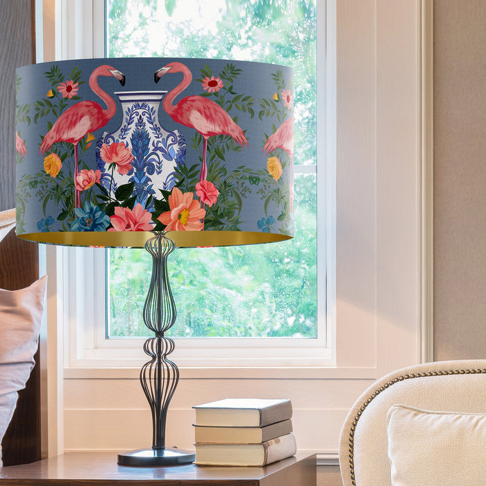 Flamingo Twins on Blue Chinoiserie Wholesale Lampshade