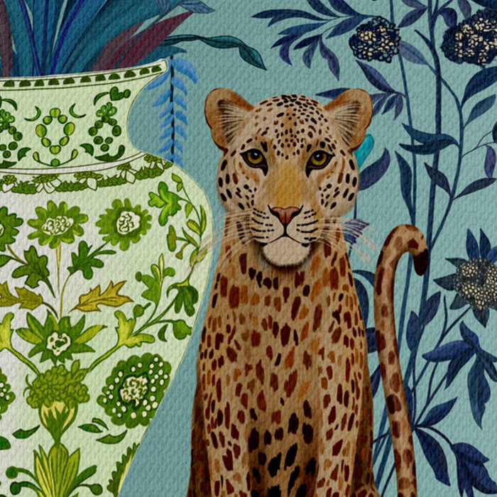 Leopard Bouquet Twins on Aquamarine Chinoiserie Wholesale Lampshade