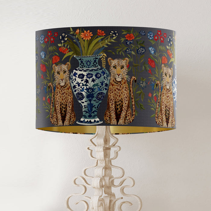 Leopard Bouquet Twins on Charcoal Chinoiserie Wholesale Lampshade