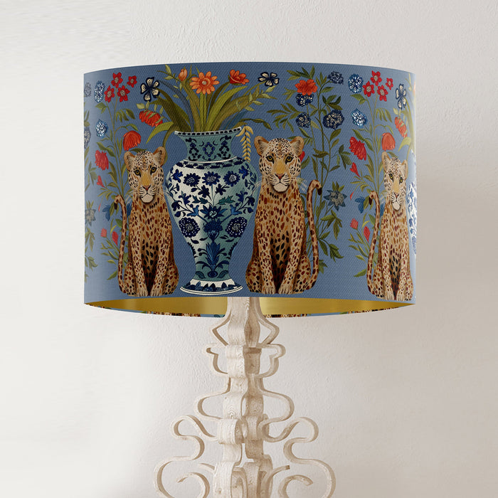 Leopard Bouquet Twins on Blue Chinoiserie Wholesale Lampshade