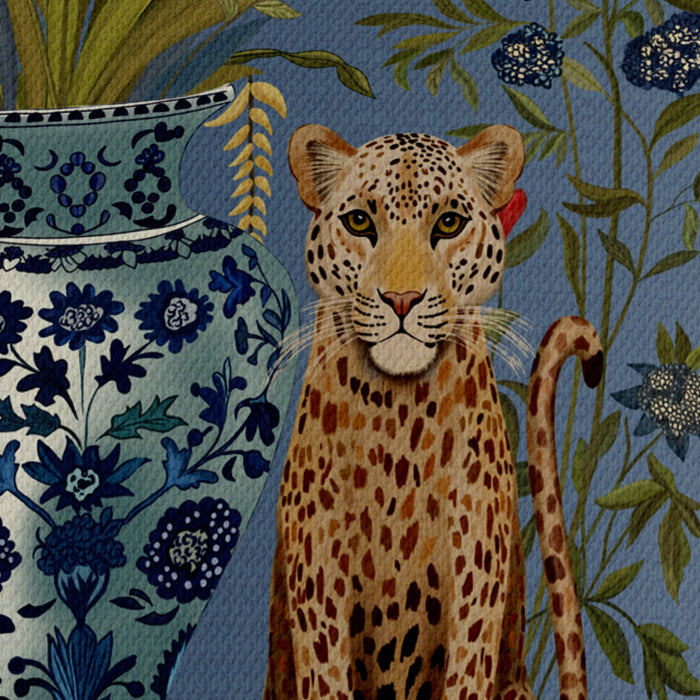 Leopard Bouquet Twins on Blue Chinoiserie Wholesale Lampshade