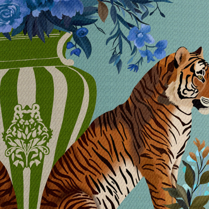 Tiger Twins on Aquamarine Chinoiserie Wholesale Lampshade