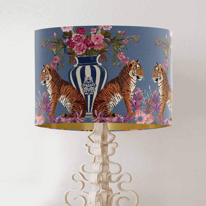 Tiger Twins on Blue Chinoiserie Wholesale Lampshade