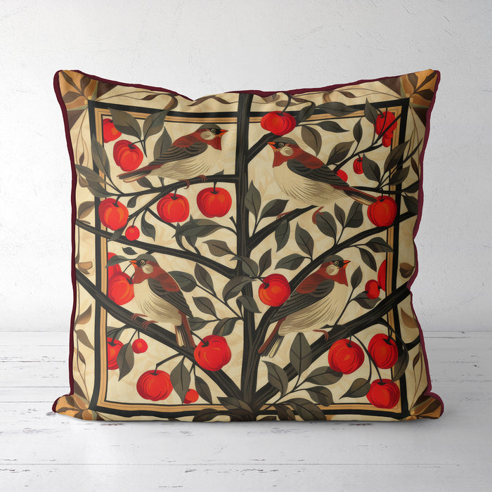 Cherry Rumba Bird Cushion / Throw Pillow