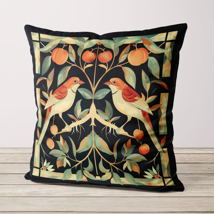 Peach Rumba Bird Boutique Velvet Cushion Throw Pillow Cover