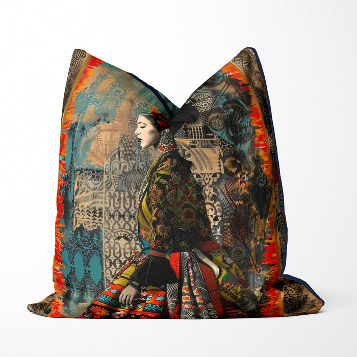 Boho Mexcan  Cushion Throw Pillow Cover: Frida, Sunset Mesa