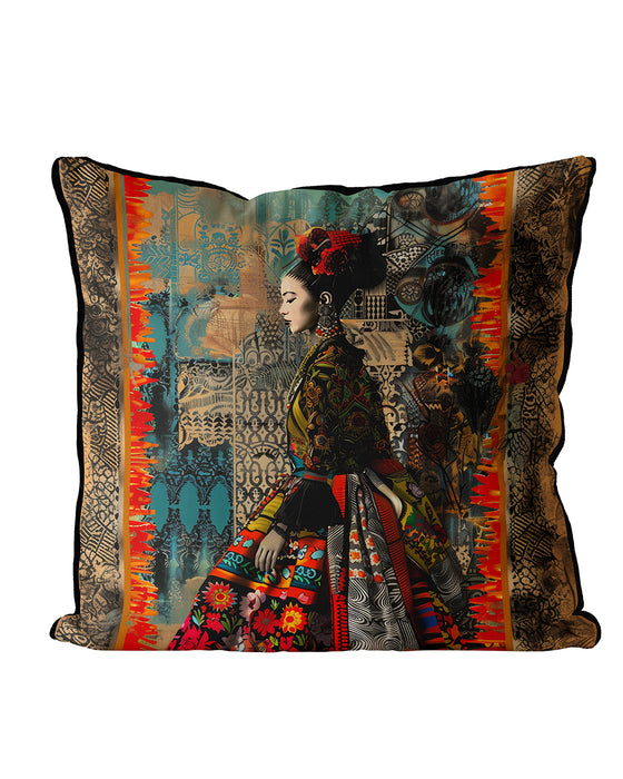 Boho Mexcan  Cushion Throw Pillow Cover: Frida, Sunset Mesa