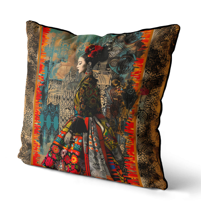 Boho Mexcan  Cushion Throw Pillow Cover: Frida, Sunset Mesa