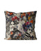 Striking decorative cushion, a fusion of gothic and bohemian styles. Two monochromatic women adorned with elaborate floral headdresses and butterflies splashed in vibrant colours, a dramatic and enchanting visual effect combining gothic elegance with bohemian flair.