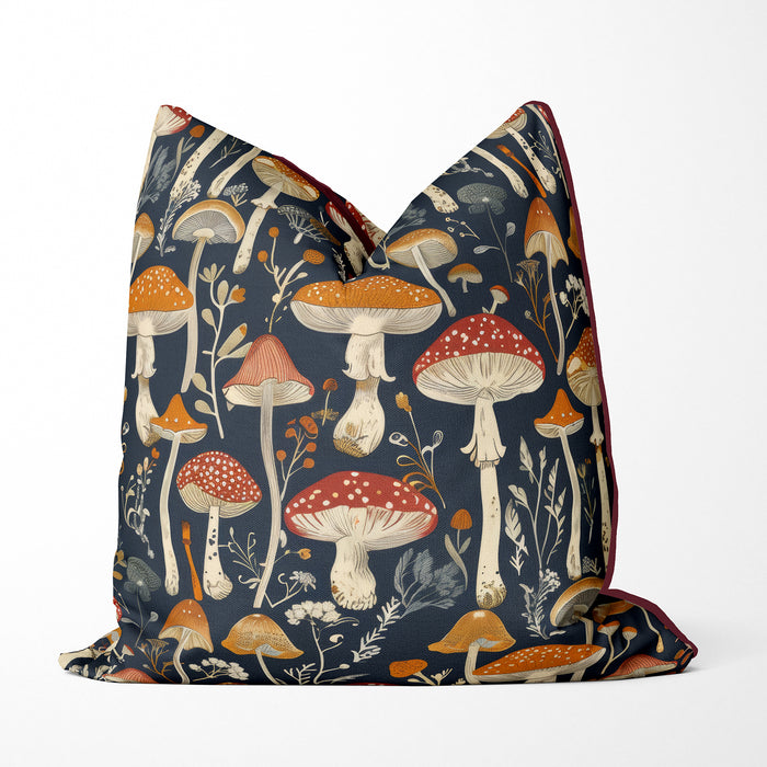 Spore Symphony Woodland Mushroom Cushion / Throw Pillow