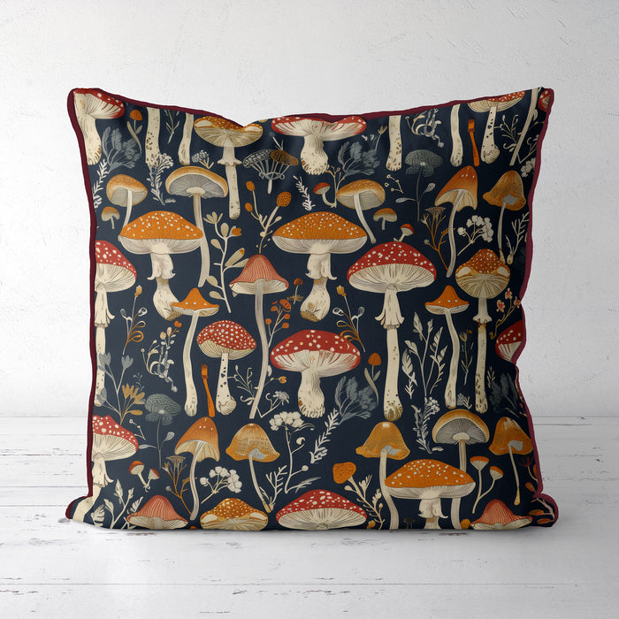 Spore Symphony Woodland Mushroom Cushion / Throw Pillow