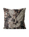 Celestial cushion pillow cover of a sophisticated angel in a pretty dress covered in sequins with huge white feathered wings surrounded by delicate flowers on a black background