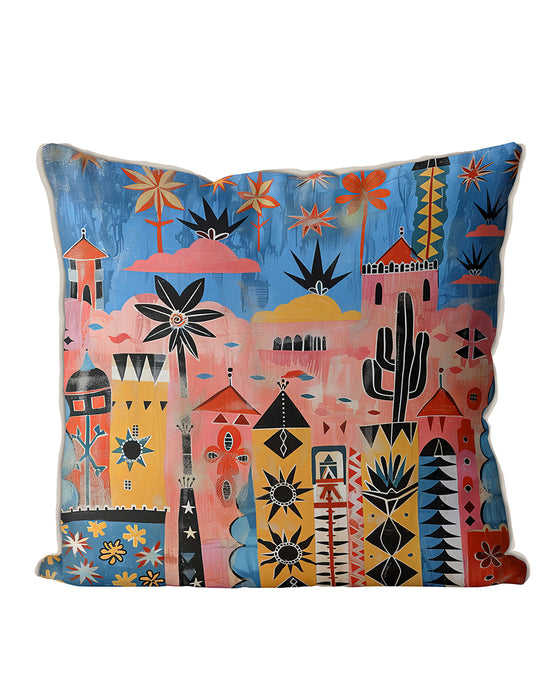 Whimsical Southwestern Cushion Cover: Sante Fete, Sunset Mesa