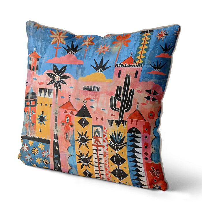 Whimsical Southwestern Cushion Cover: Sante Fete, Sunset Mesa