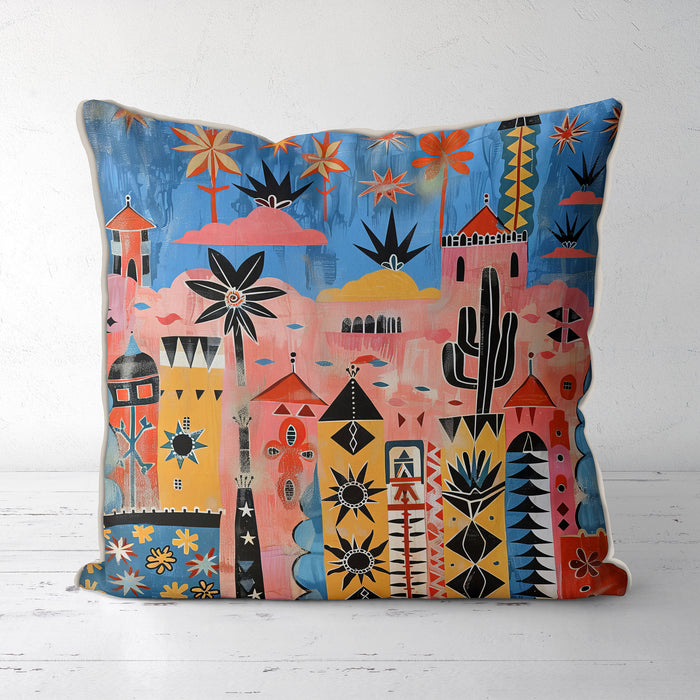 Whimsical Southwestern Cushion Cover: Sante Fete, Sunset Mesa