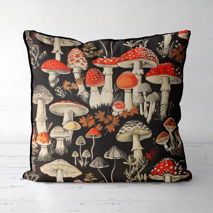 Scarlet Hat Woodland Mushroom Cushion / Throw Pillow