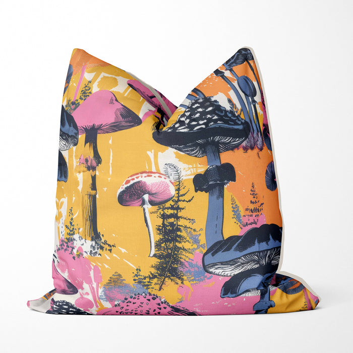 Neon Mycelium Psychodelic Mushroom Cushion / Throw Pillow