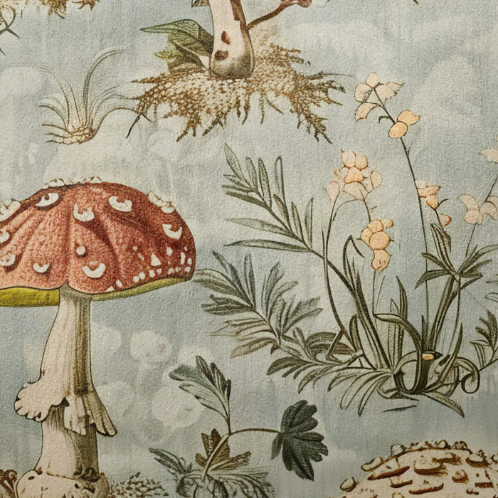 Mushrooms on Grey Boutique Velvet Cushion Throw Pillow Cover