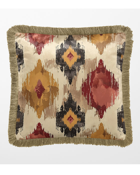 Luxury Fringed Velvet Cushion Throw Pillow Cover: Veronica, Sunset Mesa