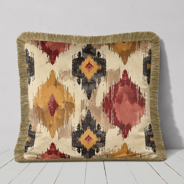 Luxury Fringed Velvet Cushion Throw Pillow Cover: Veronica, Sunset Mesa