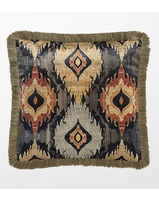 Luxury Fringed Velvet Cushion Throw Pillow Cover: Emerson, Sunset Mesa