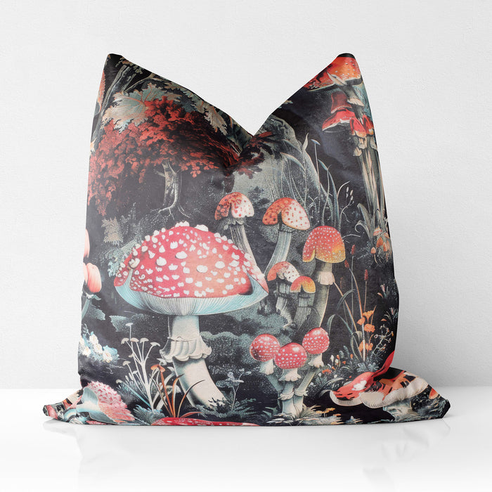 Mushroom Mystique Boutique Velvet Cushion Throw Pillow Cover