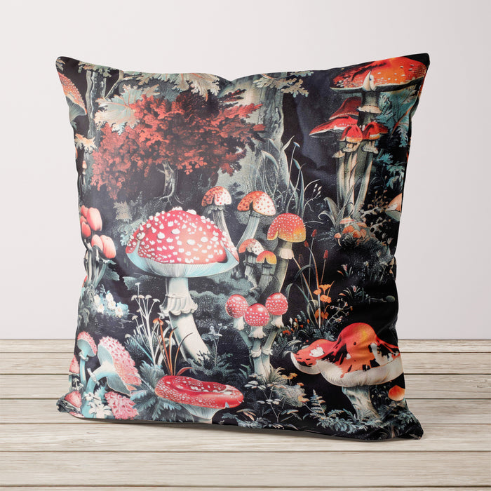 Mushroom Mystique Boutique Velvet Cushion Throw Pillow Cover